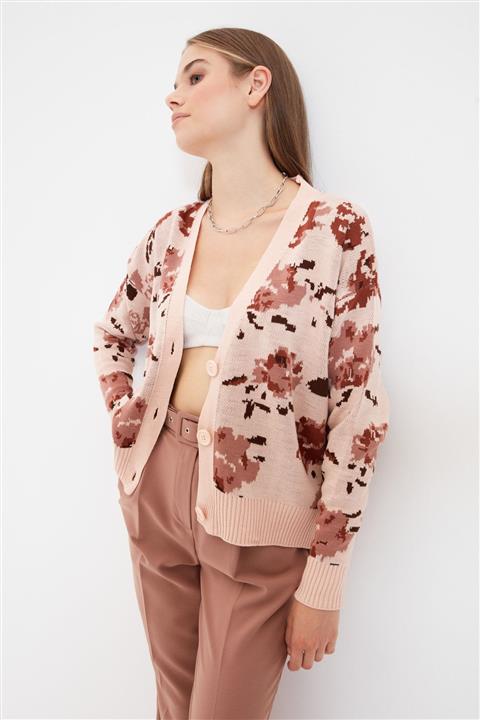 TRENDYOLMİLLA Pudra Jakarlı Triko Hırka TWOAW22HI0253