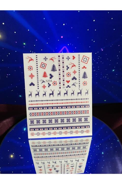 Joyful Nail Stickers / Yılbaşı Geyikleri Temalı Profesyonel Tırnak Dövmeleri Sticker