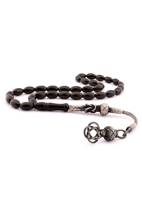 PİGADO 1000 Ayar Kazaz Gümüş Püsküllü Gürcistan Oltu Taşı Tesbih Tespih