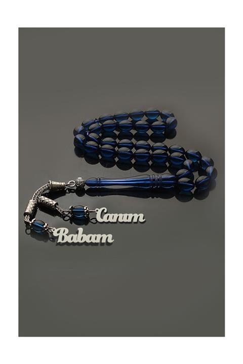 Papatya Silver Canım Babam Yazılı Sıkma Kehribar Gümüş Kaplama Tesbih Uvps550006