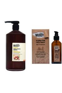 Muddy Zayıf Ve Kuru Saçlara Cabın Argan&Keratın Shampoo 1000 ml Ve Onarıcı Keratın Yağı 100ml