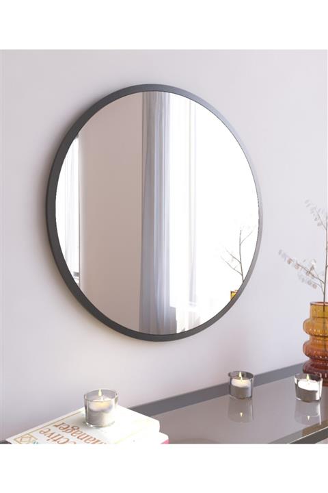MONEayna Siyah Metal Çerçeveli Yuvarlak Ayna M933