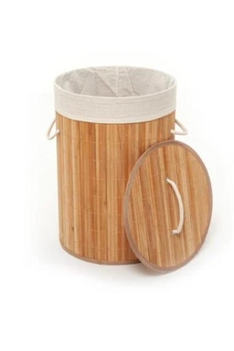 B&C Baby Cotton Doğal El Yapımı Oval Bambu Katlanır Çamaşır Sepeti Bambu Kirli Sepeti