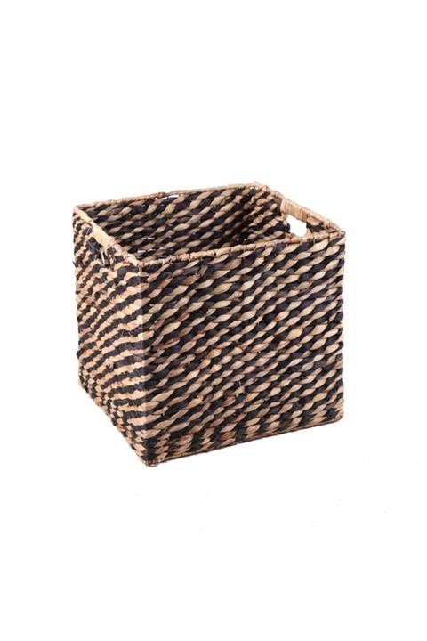 Evistro Dekoratif Kulplu Dikdörtgen Hasır Çamaşır Sepeti 35x35 cm