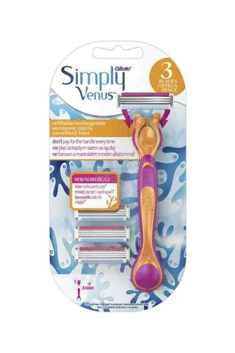 Gillette Venüs Simply 3 Tıraş Makinesi + 3 Yedek Tıraş Bıçağı