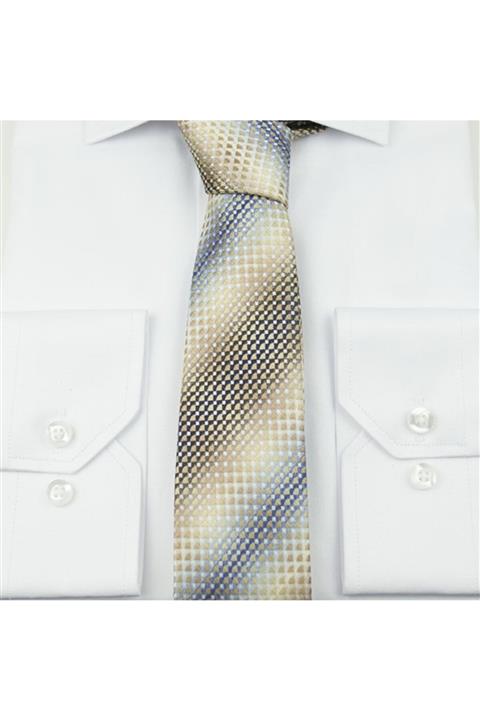 Gaffy Kahverengi-lacivert Desenli Klasik Kravat