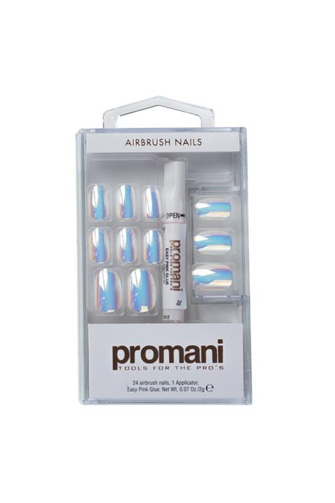 Promani Metalik Inci Beyaz Takma Tırnak Kiti