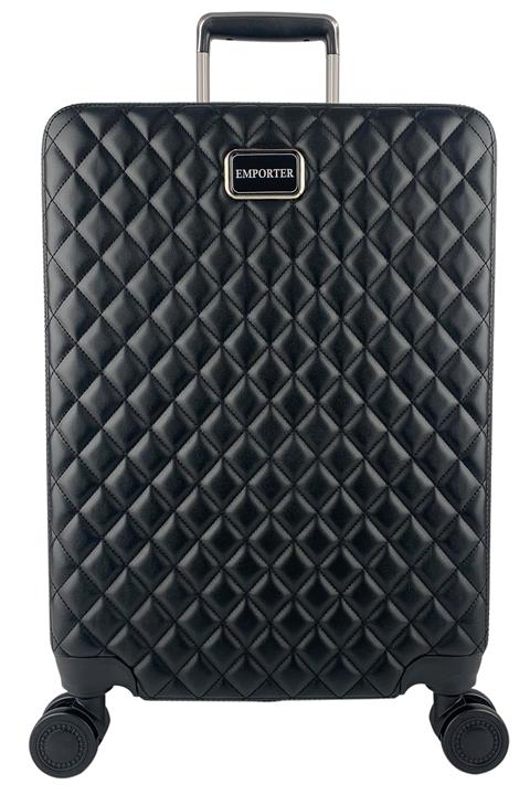 EMPORTER Siyah Baklava Desenli Kabin Boy Valiz