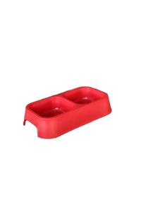 FRIENDLYPLAST Yavru Kedi Köpek İkili Mama Ve Su Kabı Kırmızı 18,5 Cm