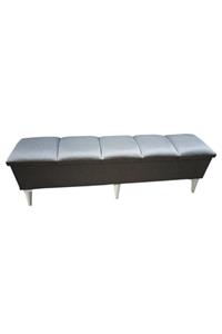 PUFCU38 Yarmalı Sandıklı Ayak Ucu Puf Bench Gri Seçenekli 130x35 cm