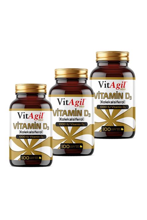 Vitagil Gold 1000 Vitamin D3  Yumuşak Kapsül X 3 Adet 100'lü