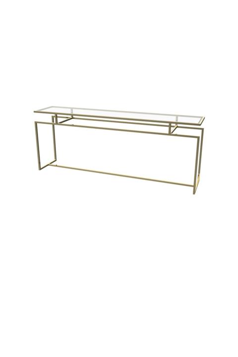 MAKSA Gabriela 200cm Temperli Cam Parlak Pirinç Konsol
