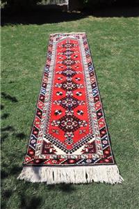milas halı kilim Halı El Dokuma Yolluk Kök Boya 72x290 Lacivert Madalyon Motif