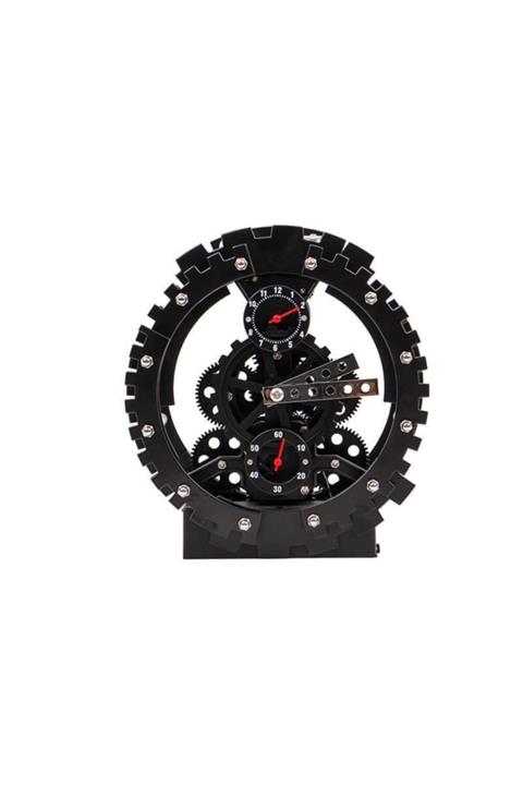 EFFE PAZARLAMA Saat Çark Siyah Masa Saati Dekoratif Ev Ofis Hediyelik