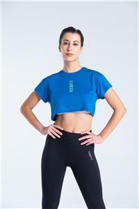 Vienfit Kadın Kısa Baskılı Spor Tshirt - Graphic Crop Top Mavi