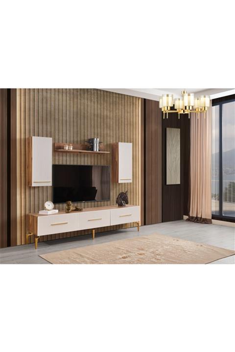 nom Tv Ünitesi Çizgili Beyaz