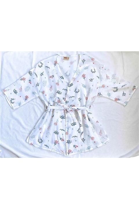 minidjique Müslin Kimono Çiçek Bahçesi Figürlü
