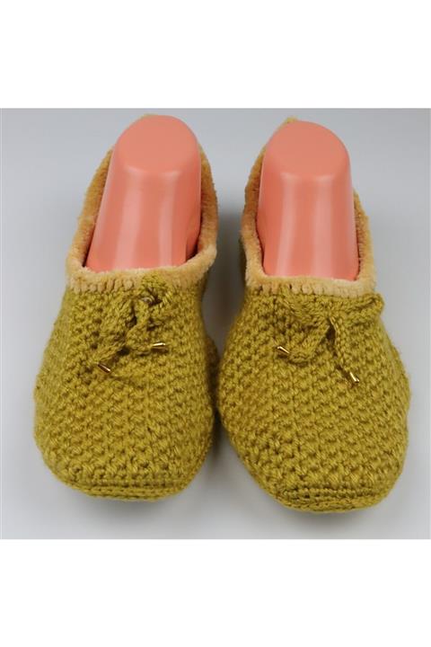 DMINI Tabanlıklı El Örgüsü Patik Hardal Renk