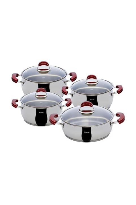 Hisar Monaco Ideal Kırmızı  Tencere Seti 8 Parça