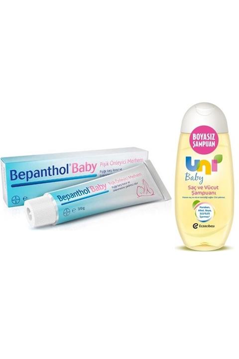 Uni Baby Saç Ve Vücut Şampuanı 200 ml+Bepanthol Parabensiz Pişik Kremi 30 gr