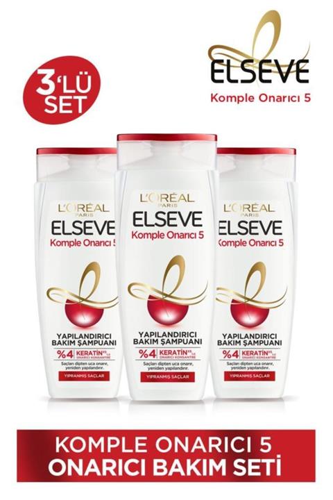 ELSEVE Komple Onarıcı 5 Yapılandırıcı Bakım Şampuan 450ml 3'lü Onarıcı Saç Bakım Seti