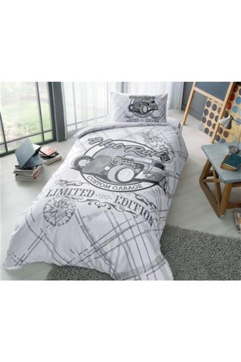 Taç Ranforce Tek Kişilik Nevresim Takımı - Rods Gri