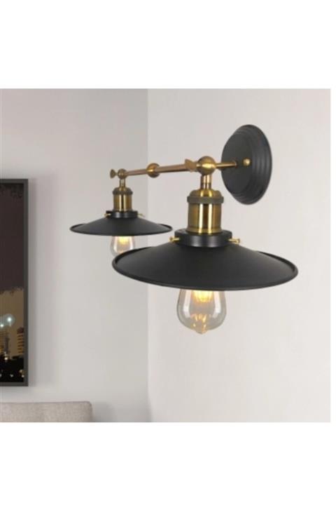 RİOLİGHT Retro İkili Metal Aplik Şapka Çapı: 23cm