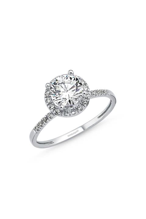 Sembol Gold Beyaz Altın Tektaş Yüzük 1.00 Karat Zirconia