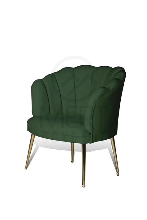 Mert Concept Papatya Çay Seti Koltuk Yeşil Tekli Berjer Gold Metal Salon Kafe Balkon Bahçe Otel Ofis