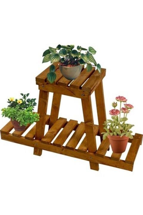 Snc Wood Dekoratif Ahşap Çiçeklik Saksı Standı Saksılık