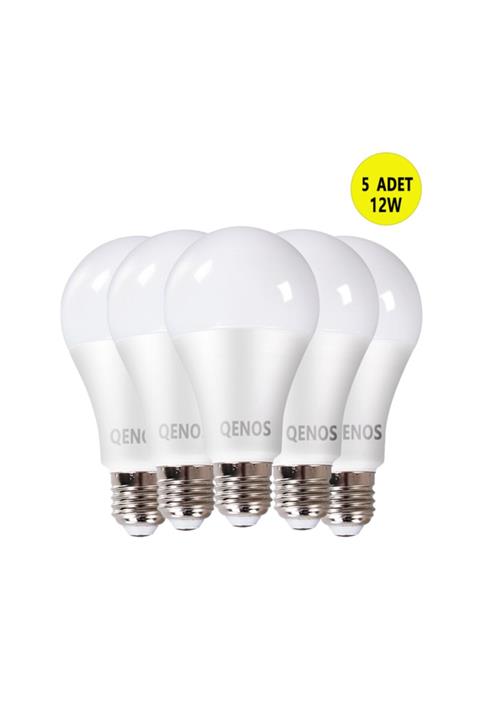 qenos Led Ampul 12 Watt E-27 Beyaz Işık 6500 K 5'li Paket