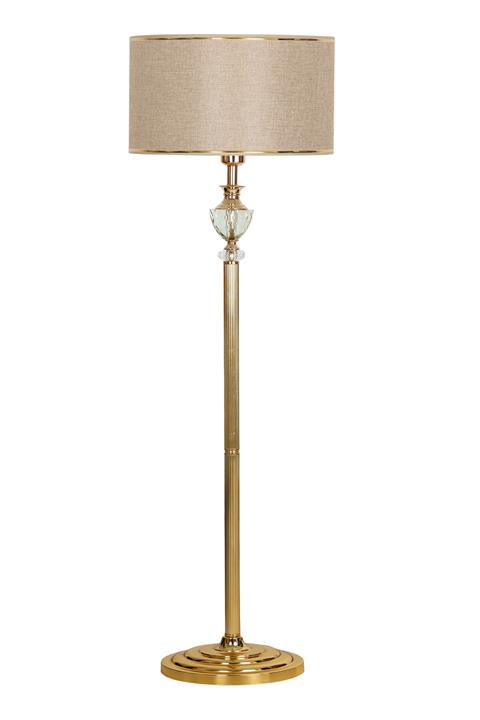 epifanio Rovigo Gold Kaplama Kristal Metal Lambader - Gold Şeritli Hasır Kahve