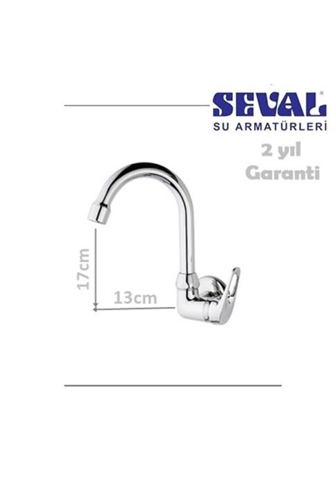 Seval Su Armatürleri Seval Duvardan Tek Su Girişli Aç Kapa Lavabo Bataryası