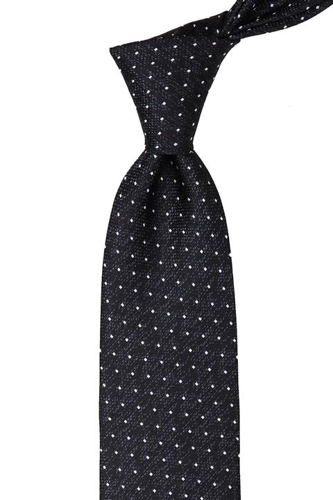Kravatkolik Siyah Nokta Desen Mendilli Klasik Kravat Kk9971