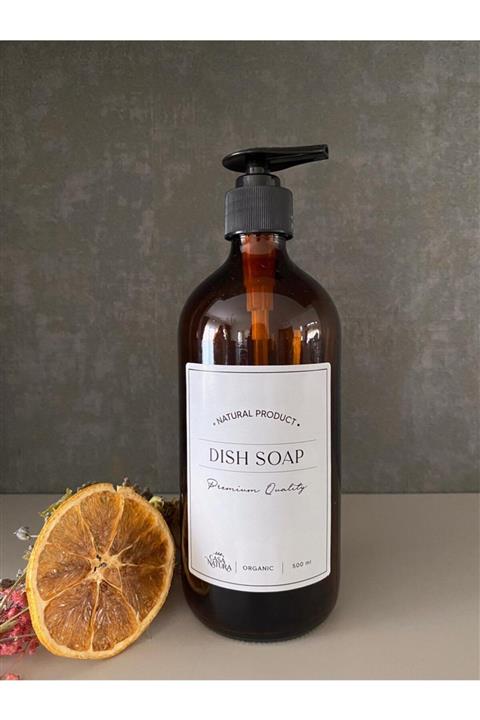CASANATURA Amber Cam Şişe 500ml Dish Soap Beyaz Etiket Csn-ambr-002