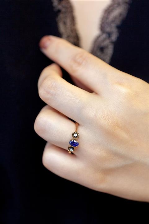 Cenova Kuyumculuk Elmas Safir Taşlı Yüzük