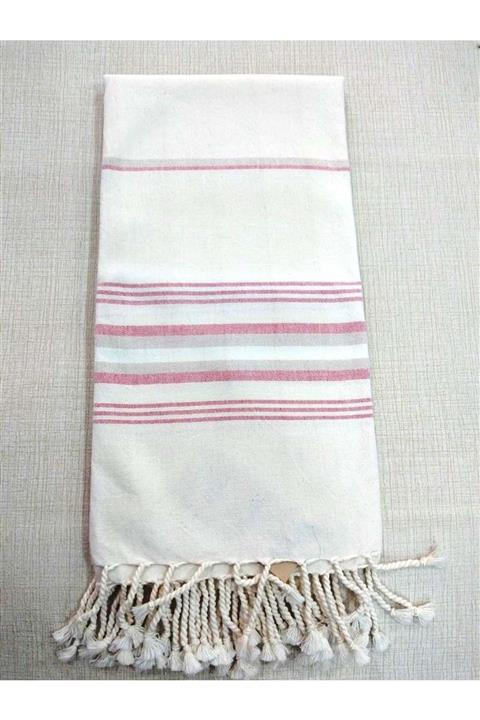 Mandaş Pamuklu El Dokuma Peştemal (80x200) - Krem Pembee