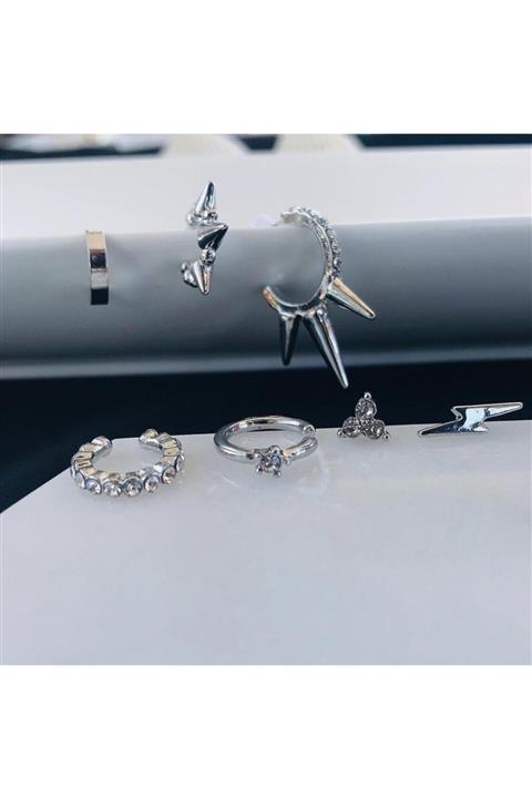 Perle Aksesuar Earcuff Piercing Küpe Set 7 Parça