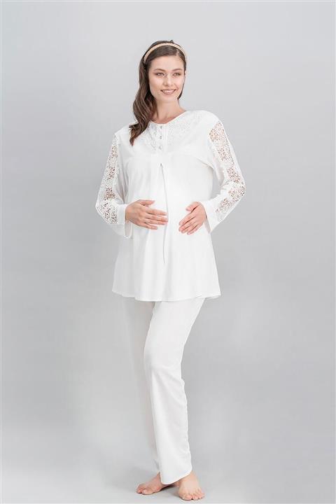 Arnetta Chic Mommy Ekru Kadın Lohusa Pijama Takımı