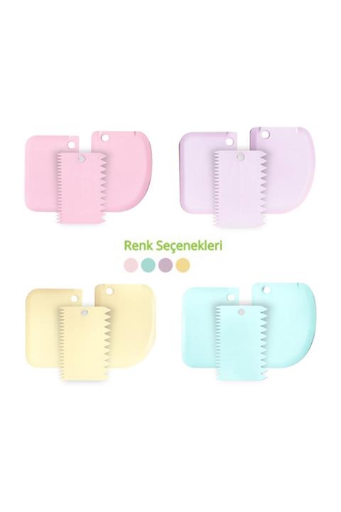 İndiriminVar 2 Adet Pasta Kek Dekorasyon Hamur Kazıma Mutfak Spatulası Plastik Seti