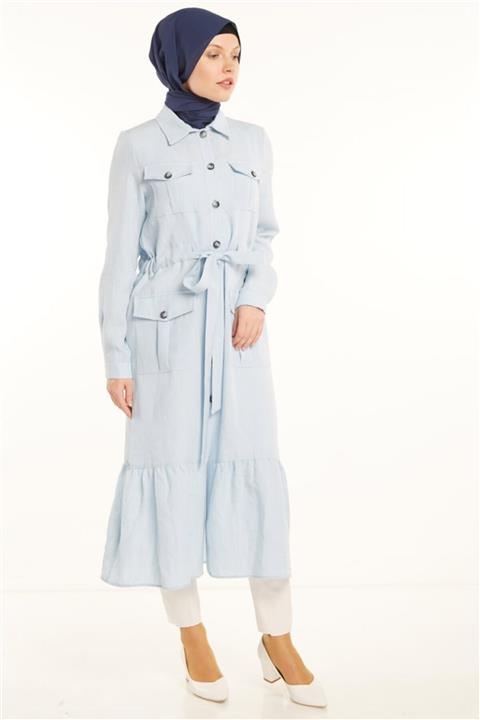 Tuğba Kısa Pardesü-açık Mavi Tk-m7263-16