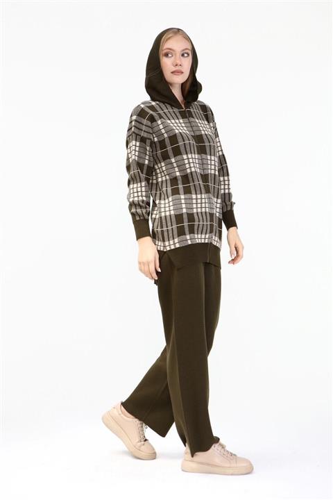 FTZ WOMEN Fermuar Kapşon Detay Ikili Takım Haki