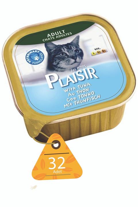Plaisir 100gr Tuna Balıklı Pate Yaş Kedi Maması 32adet