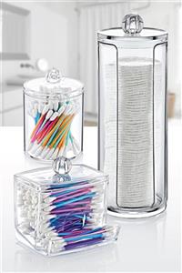 intekhome 3 Parça Organizer Set, Pamukluk, Çubuklu Pamukluk, Makyaj Temizleme