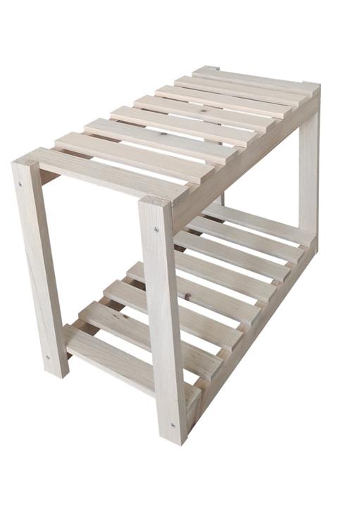 Vip Home Concept 2 Katlı Ahşap Ayakkabılık Tabure Saksılık Dekoratif Raf Vip Ayakkabılık(doğal Renk)