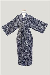 KİMONOTTO Siyah Çiçek Desenli Kuşaklı Kimono