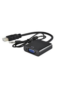 CNL Hdmi To Vga Çevirici Dönüştürücü Kablo + Ses Destekli