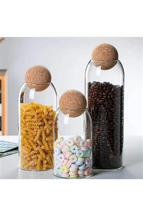 Perotti Top Mantar Kapaklı Cam Kavanoz Ve Baharat Seti 3 Lü