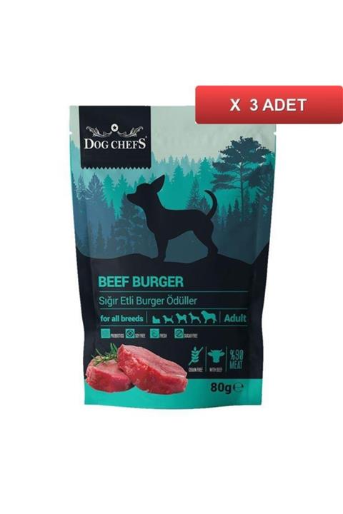 Dog Chefs Beef Burger 80 Gr (sığır Etli Köpek Ödülü) ( 3 Adet )