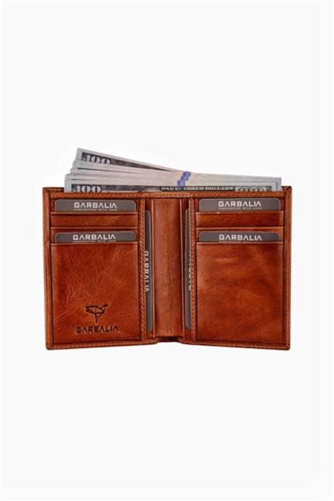 Garbalia Unisex Taba Vintage Deri Taba Kartlık Cüzdan